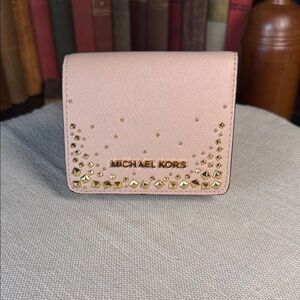 Michael Kors Blush Wallet with Gold Studs